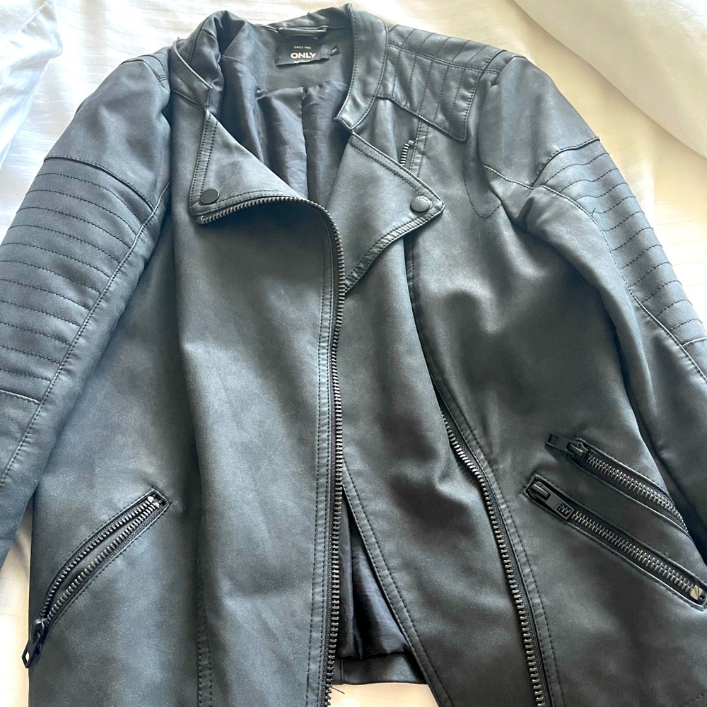 Black faux leather jacket from Spain worn only once